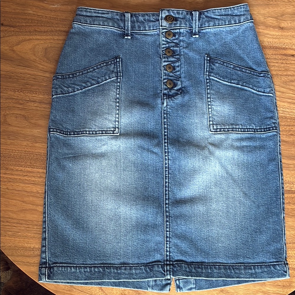 Pilcro and the Letterpress Blue Denim Skirt